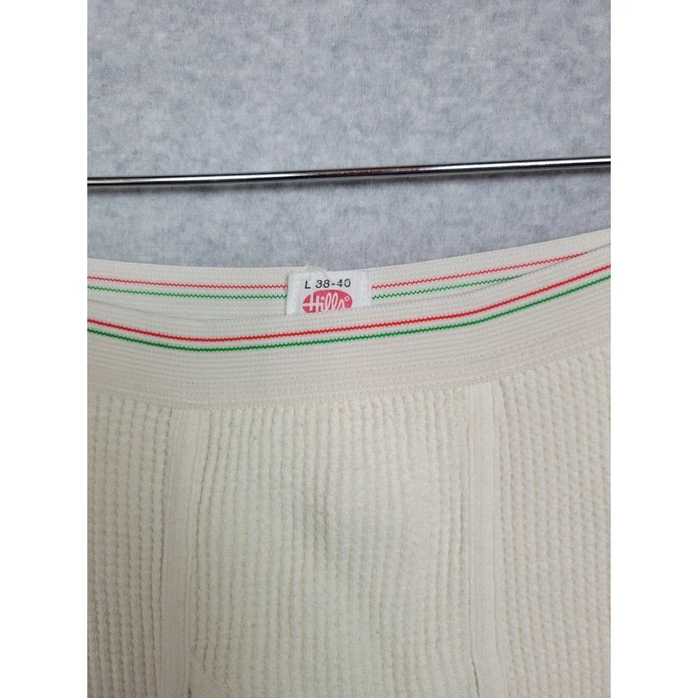 Vtg‎ Hills Store Mens White Cotton Thermal Long Johns Waffle Knit Cotton USA L
